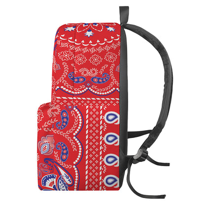 Red Blue And White Bandana Print Backpack