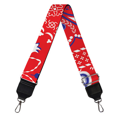 Red Blue And White Bandana Print Bag Strap