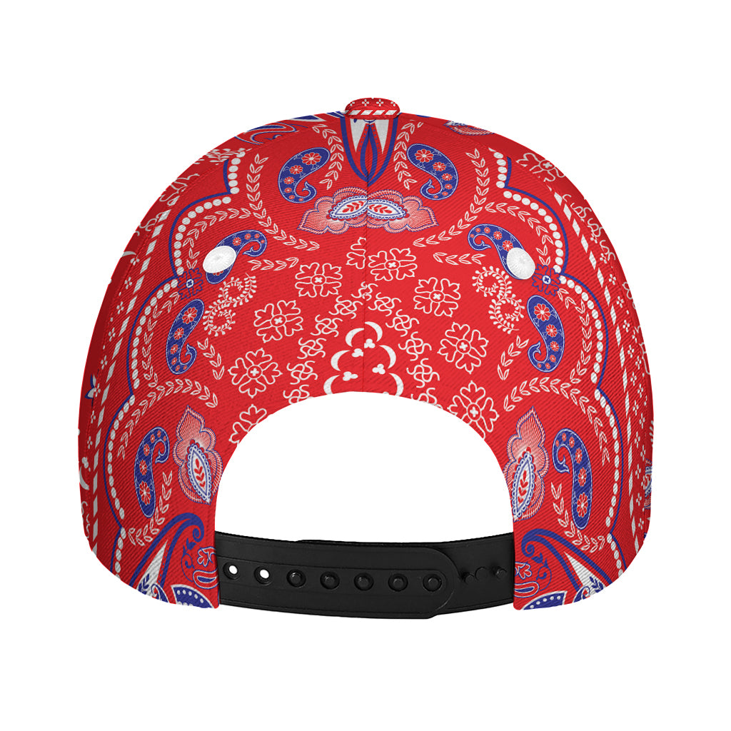 Red Blue And White Bandana Print Baseball Cap