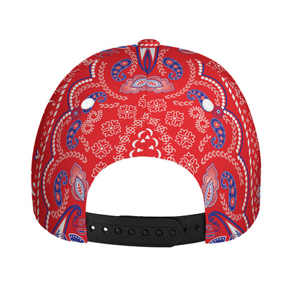 Red Blue And White Bandana Print Baseball Cap
