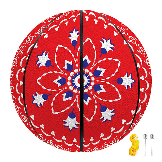 Red Blue And White Bandana Print Basketball