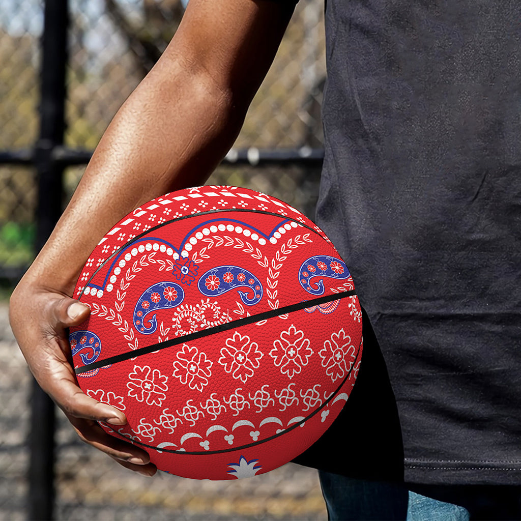 Red Blue And White Bandana Print Basketball