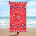 Red Blue And White Bandana Print Beach Towel