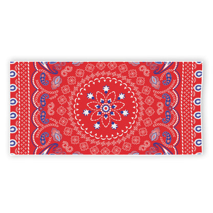 Red Blue And White Bandana Print Beach Towel