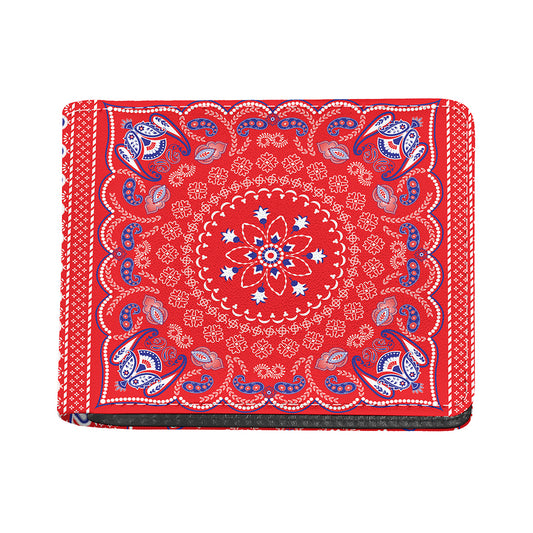 Red Blue And White Bandana Print Bifold Wallet