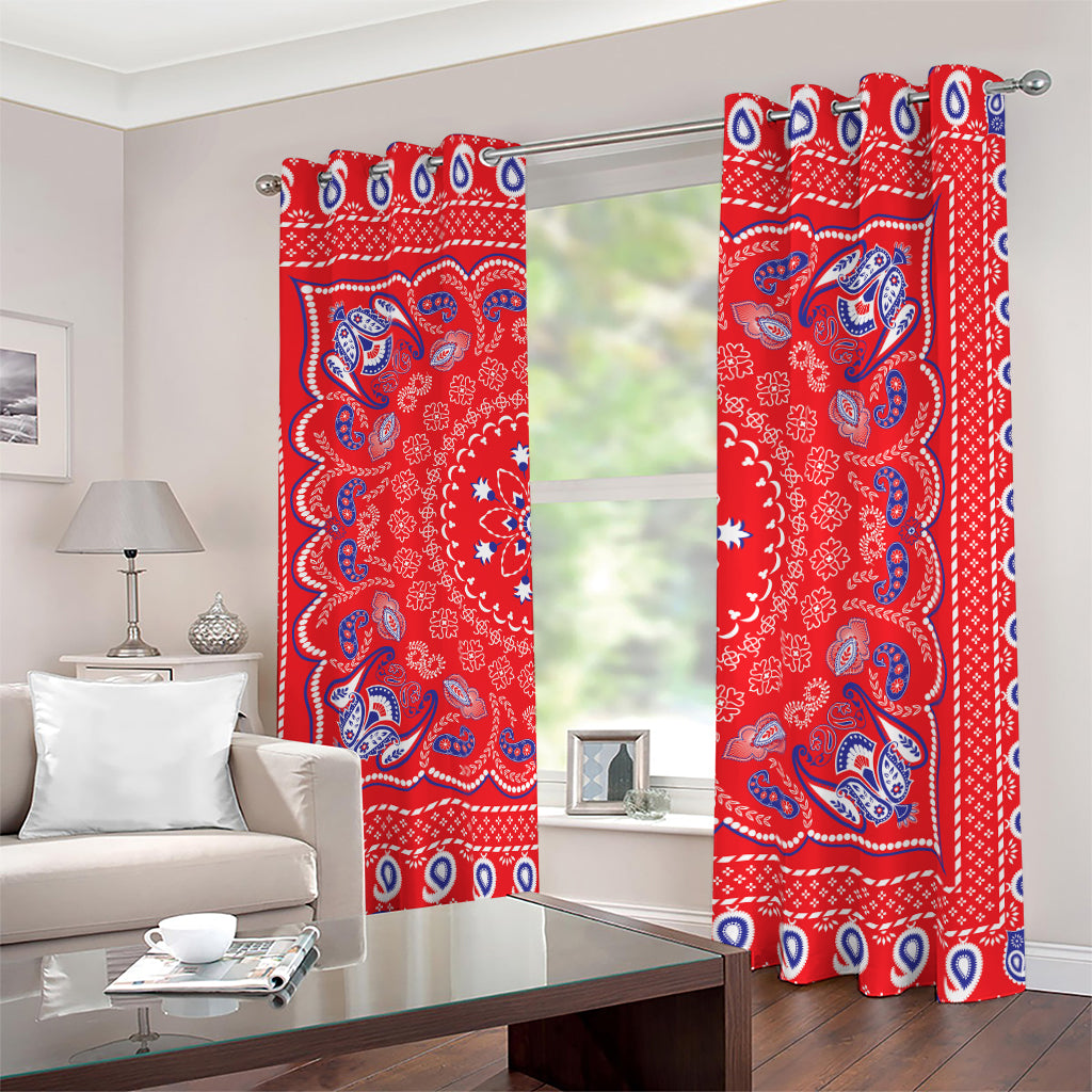 Red Blue And White Bandana Print Blackout Grommet Curtains
