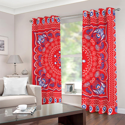 Red Blue And White Bandana Print Blackout Grommet Curtains