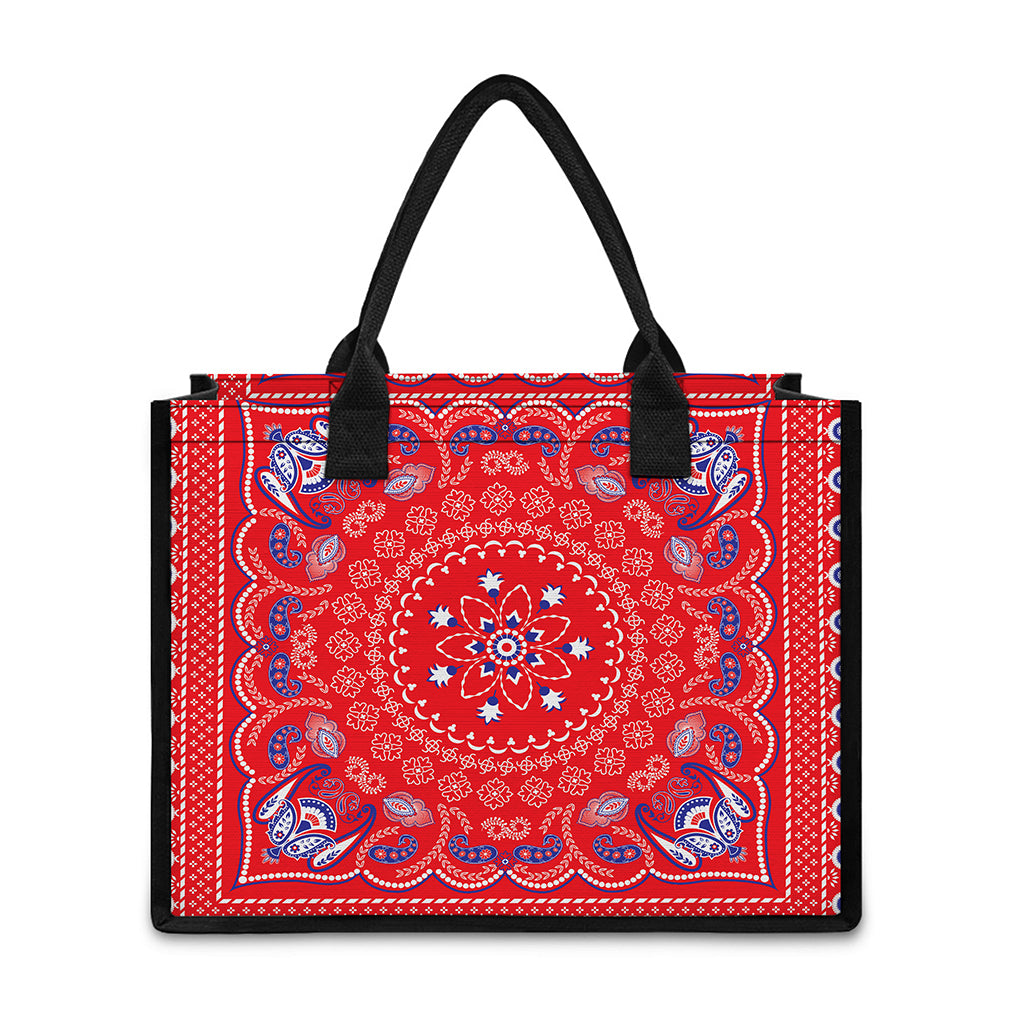 Red Blue And White Bandana Print Canvas Tote Bag