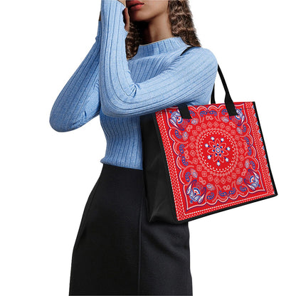 Red Blue And White Bandana Print Canvas Tote Bag