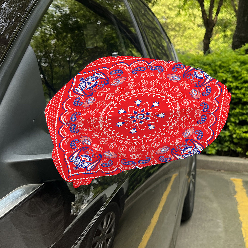 Red Blue And White Bandana Print Car Side Mirror Covers