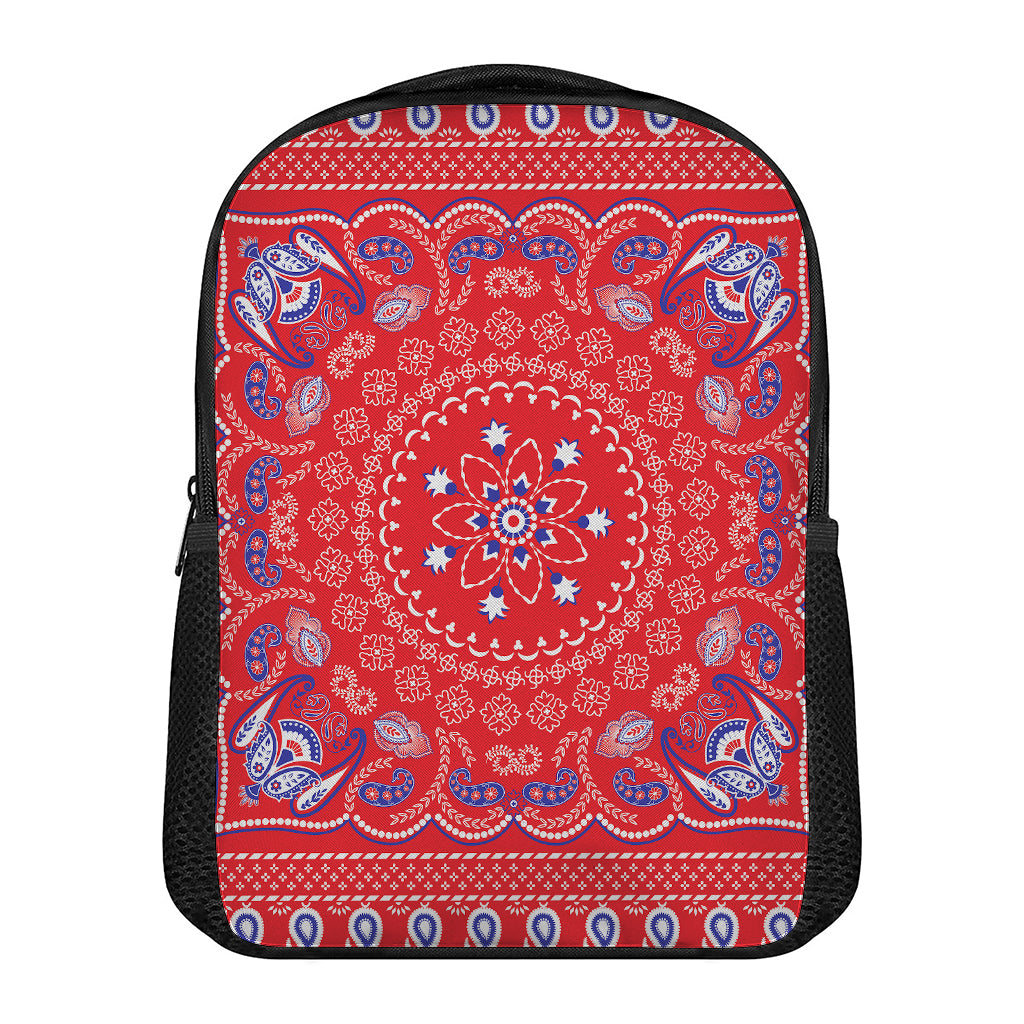 Red Blue And White Bandana Print Casual Backpack
