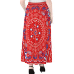 Red Blue And White Bandana Print Chiffon Maxi Skirt