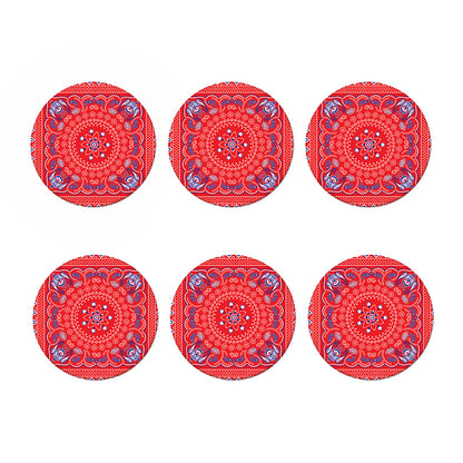 Red Blue And White Bandana Print Coaster Set