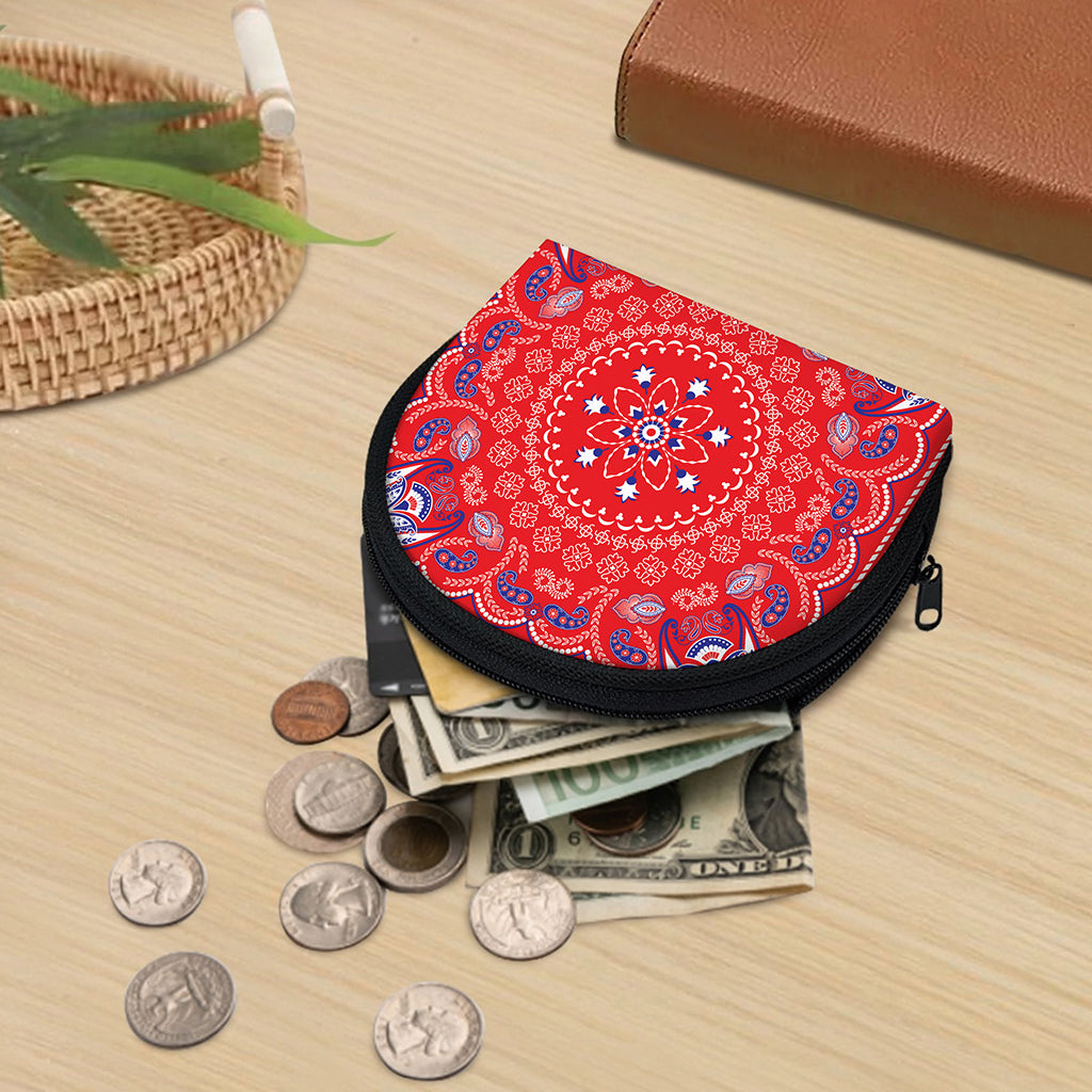Red Blue And White Bandana Print Coin Purse