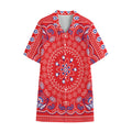 Red Blue And White Bandana Print Cotton Hawaiian Shirt