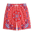 Red Blue And White Bandana Print Cotton Shorts