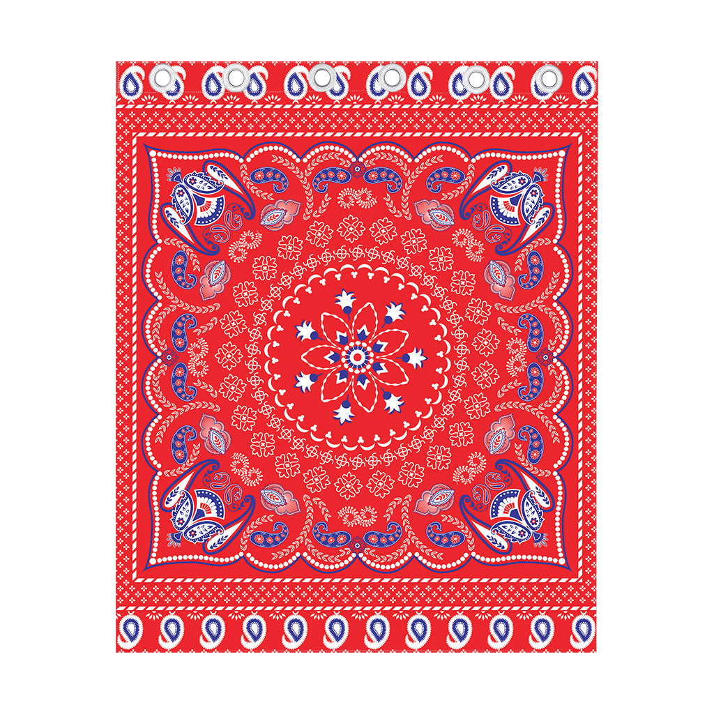 Red Blue And White Bandana Print Curtain