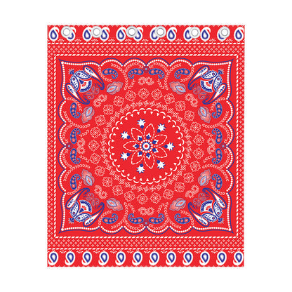 Red Blue And White Bandana Print Curtain