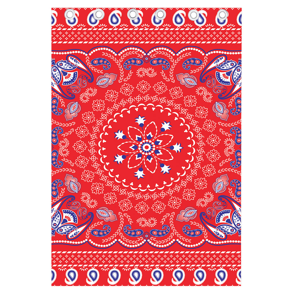 Red Blue And White Bandana Print Curtain