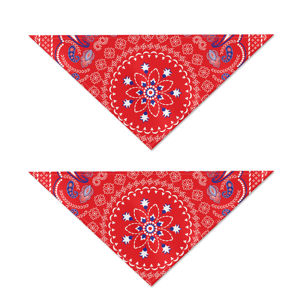Red Blue And White Bandana Print Dog Bandana