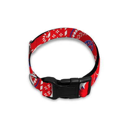 Red Blue And White Bandana Print Dog Collar