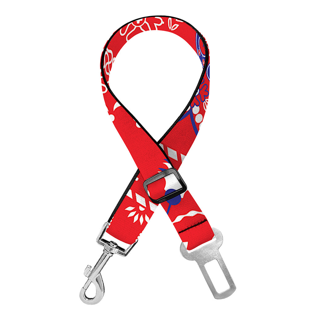 Red Blue And White Bandana Print Dog Seat Belt
