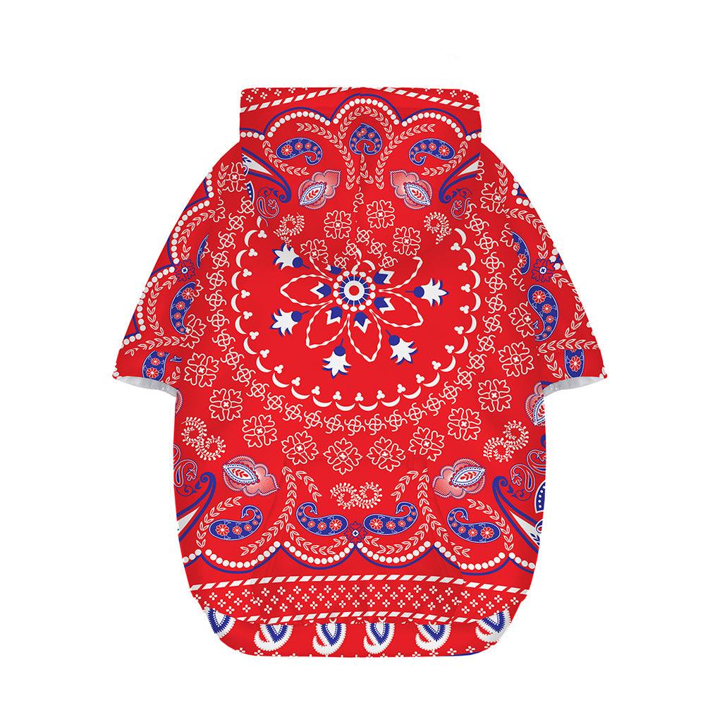 Red Blue And White Bandana Print Dog Zip Up Hoodie