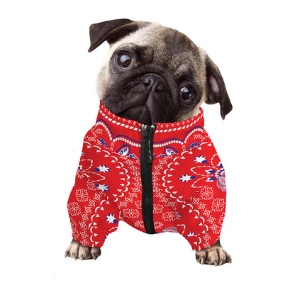 Red Blue And White Bandana Print Dog Zip Up Jacket