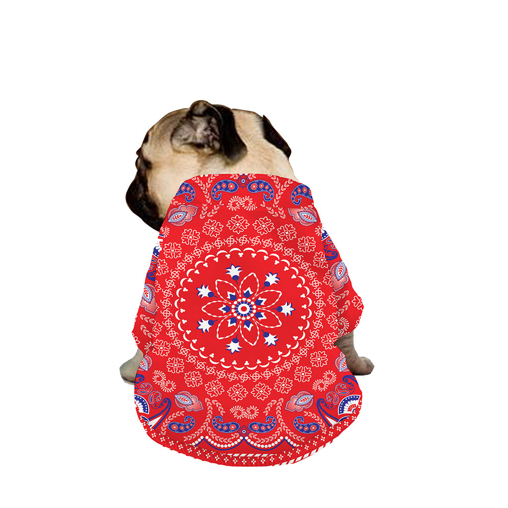Red Blue And White Bandana Print Dog Zip Up Jacket