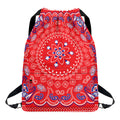 Red Blue And White Bandana Print Drawstring Backpack