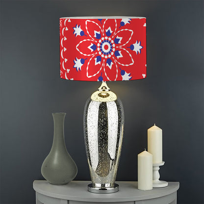 Red Blue And White Bandana Print Drum Lamp Shade