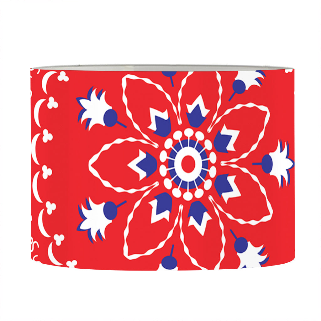 Red Blue And White Bandana Print Drum Lamp Shade
