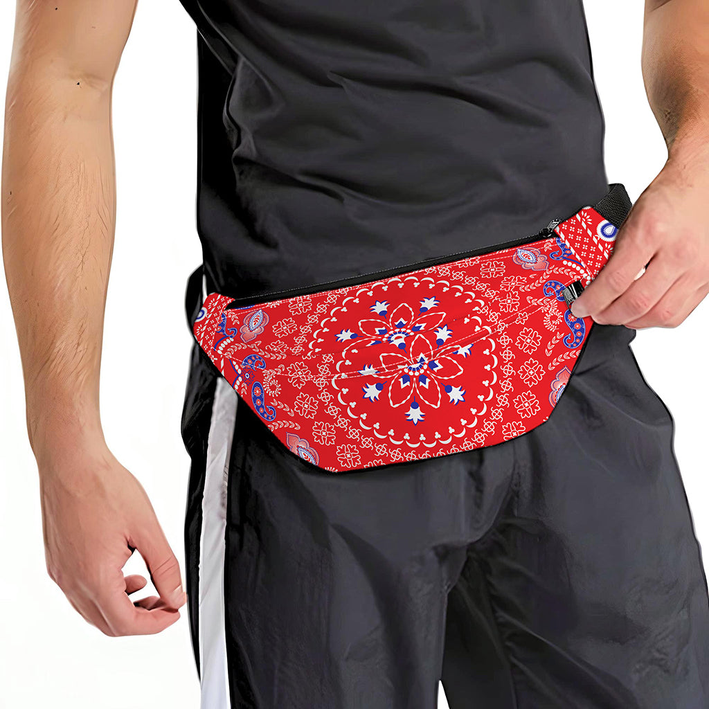 Red Blue And White Bandana Print Fanny Pack