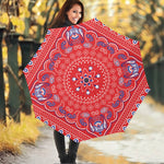 Red Blue And White Bandana Print Foldable Umbrella