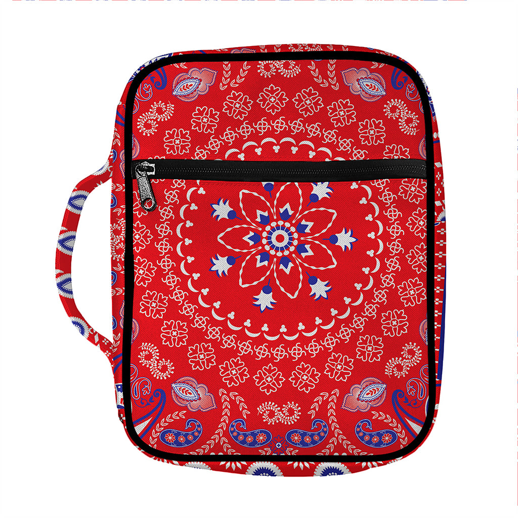Red Blue And White Bandana Print Front Pocket Bible Bag