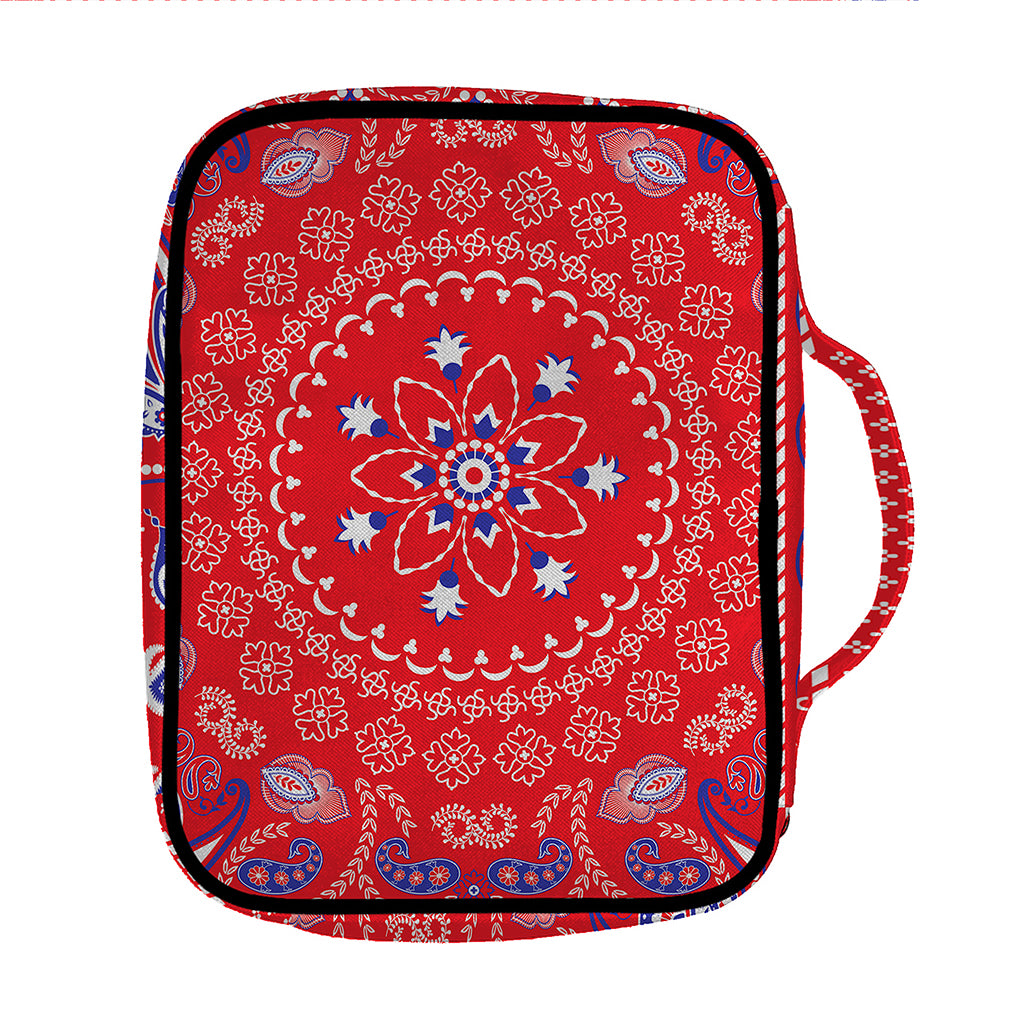 Red Blue And White Bandana Print Front Pocket Bible Bag