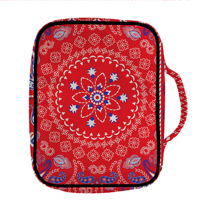 Red Blue And White Bandana Print Front Pocket Bible Bag