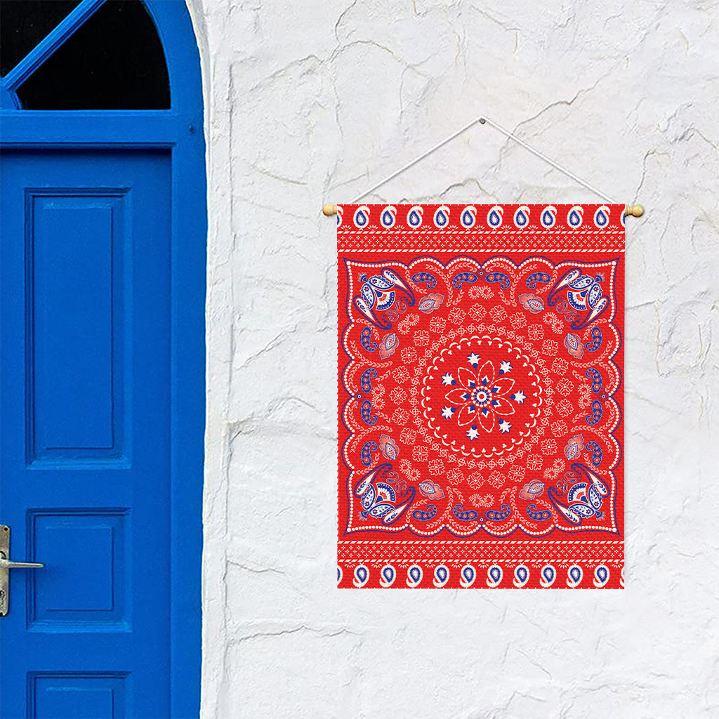 Red Blue And White Bandana Print Garden Flag