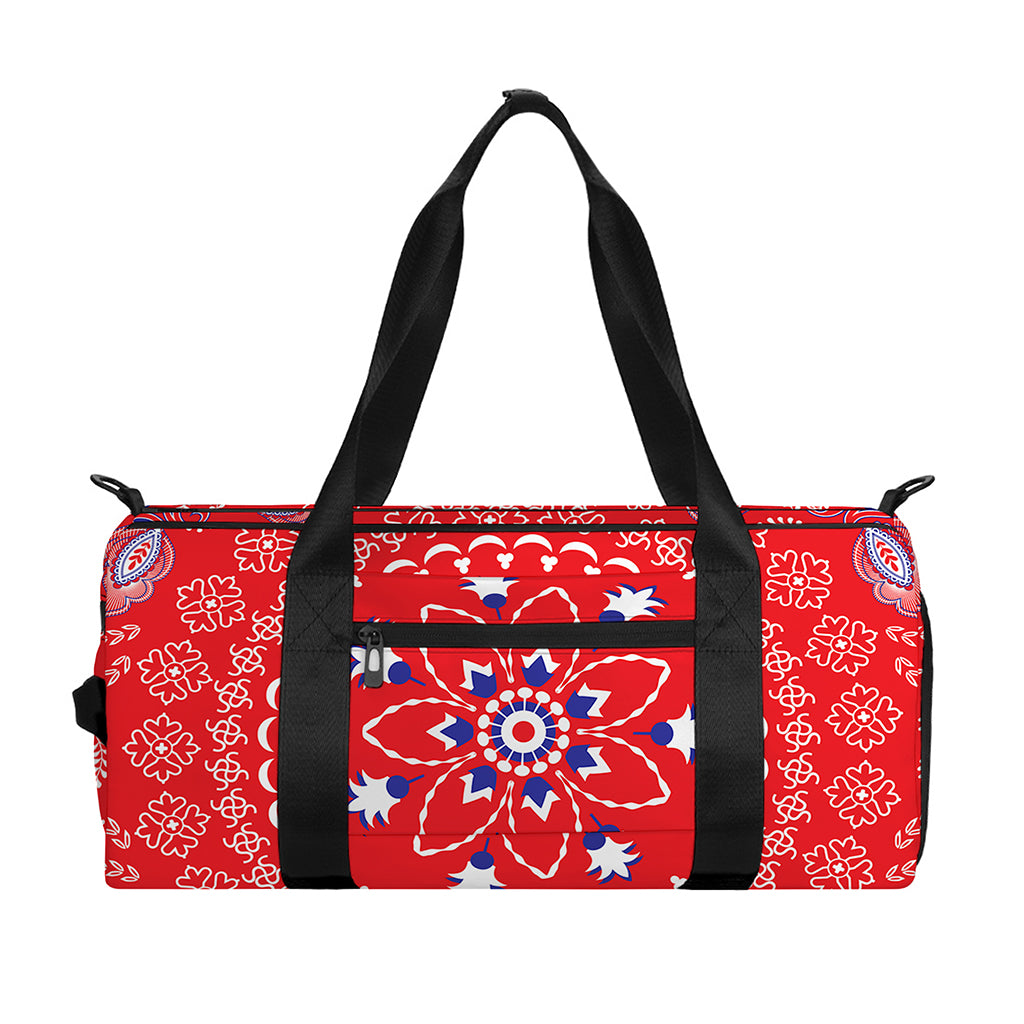 Red Blue And White Bandana Print Gym Bag