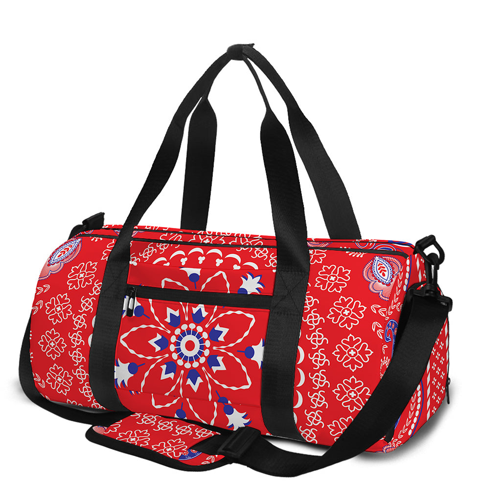Red Blue And White Bandana Print Gym Bag