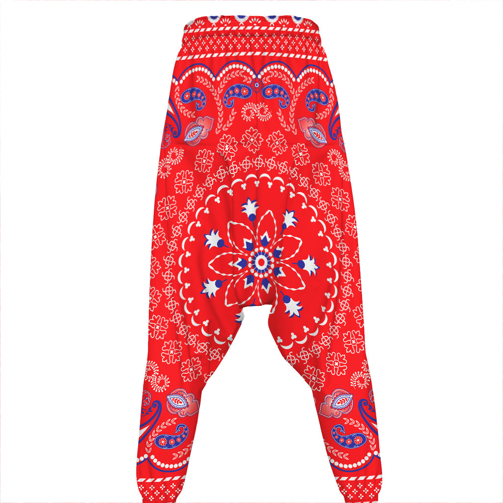 Red Blue And White Bandana Print Hammer Pants