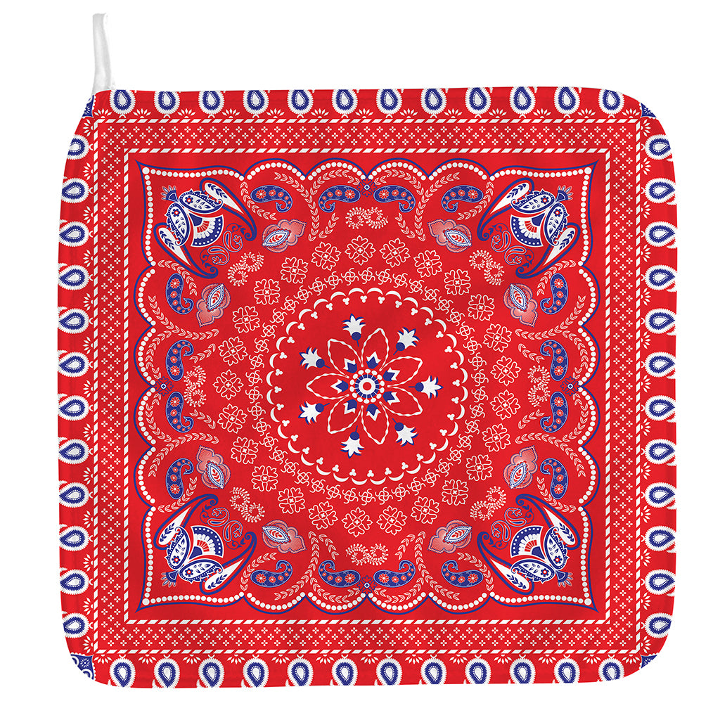 Red Blue And White Bandana Print Hand Towel
