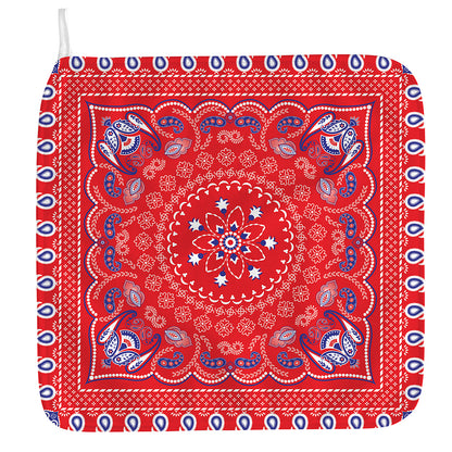 Red Blue And White Bandana Print Hand Towel