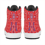Red Blue And White Bandana Print High Top Leather Sneakers