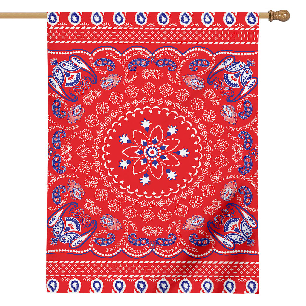 Red Blue And White Bandana Print House Flag