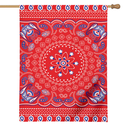Red Blue And White Bandana Print House Flag