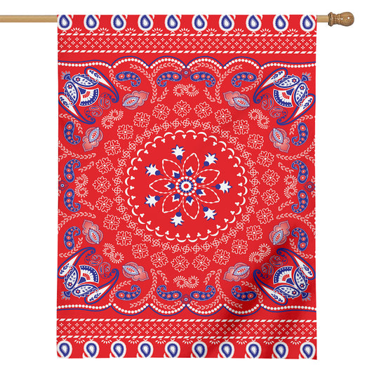 Red Blue And White Bandana Print House Flag