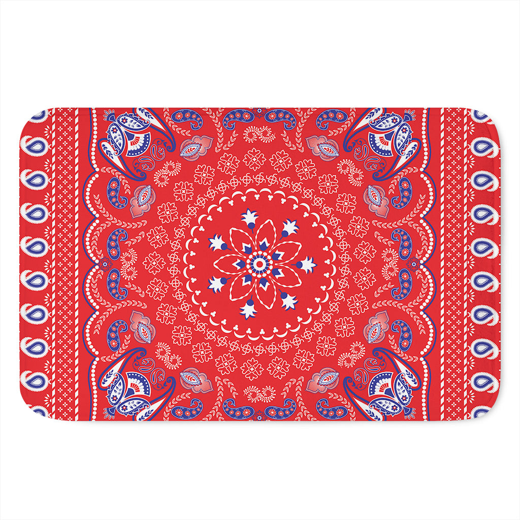 Red Blue And White Bandana Print Indoor Door Mat