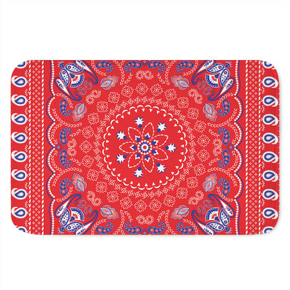 Red Blue And White Bandana Print Indoor Door Mat