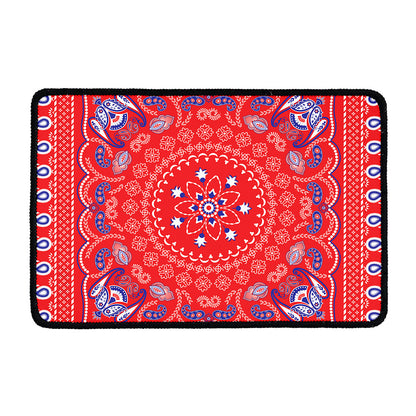 Red Blue And White Bandana Print Kitchen Mat